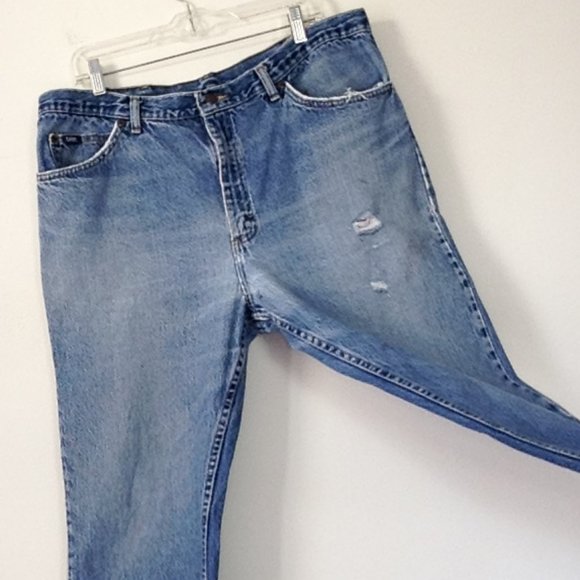 Vintage Lee Jeans Distressed Straight Leg 38 / 34 - Picture 3 of 16